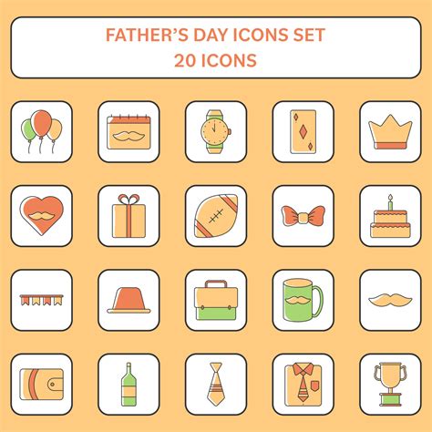 Isolated Colorful Set Icon Of 30 Father Day Square Icons 23315597