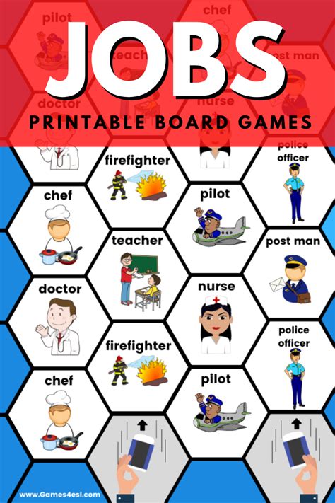 Jobs And Occupations Printable Esl Board Games English Games For