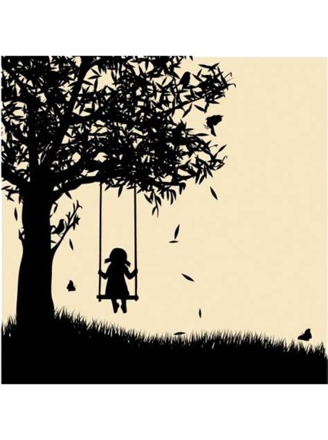 Silhouette Girl Tree Swinging Ab 1704 Silhouette Drawing Silhouette