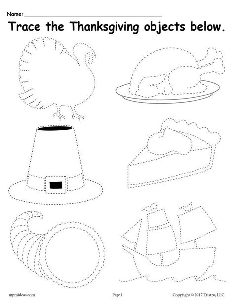 Printable Thanksgiving Tracing Worksheet Thanksgiving Worksheets