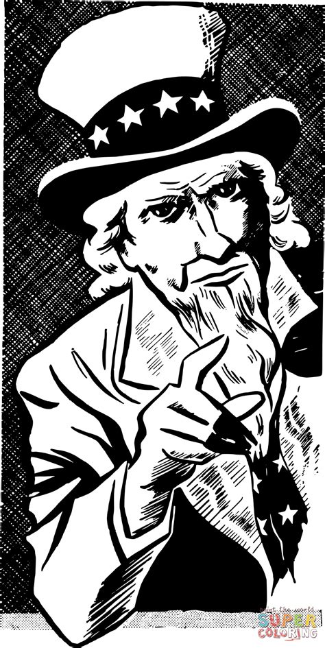 Vintage Retro Uncle Sam Coloring Page Free Printable Coloring Pages