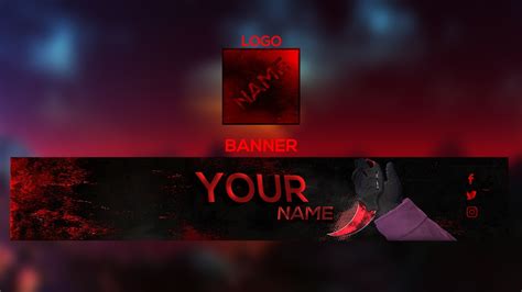 New 2017 Red Counter Strike Youtube Banner Template With Logo Free