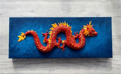 Chinese Dragon Sculpted Wall Art Etsy Uk Etsy Wall Art Chinese