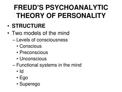 This theory, known as freud's structural theory of personality, places great emphasis on the role of unconscious psychological conflicts in shaping behavior and personality. PPT - Chapter 3 PowerPoint Presentation - ID:486003