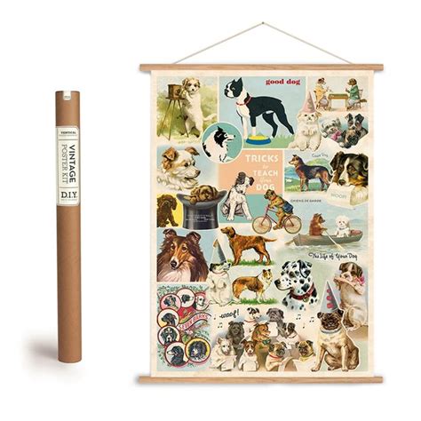 Vintage Dog Collage Art Poster Hanging Kit In 2020 Hanging Posters
