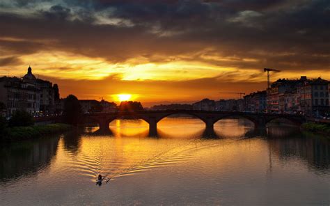 Hintergrundbilder Florenz Fluss Sonnenuntergang Brücke Die