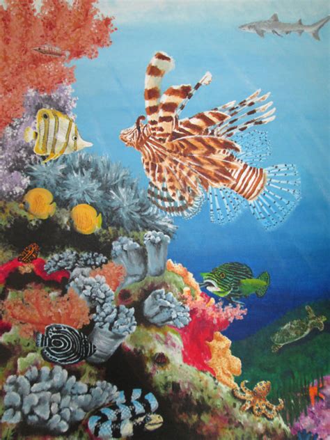 This is a fun drawing to create but also add even. Coral Reef paintings