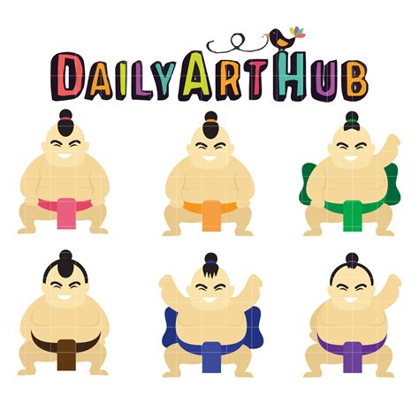 Sumo Wrestlers Clip Art Set Daily Art Hub