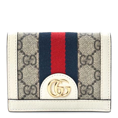 Gucci Gg Supreme Monogram Web Ophidia Card Case Beige Gem