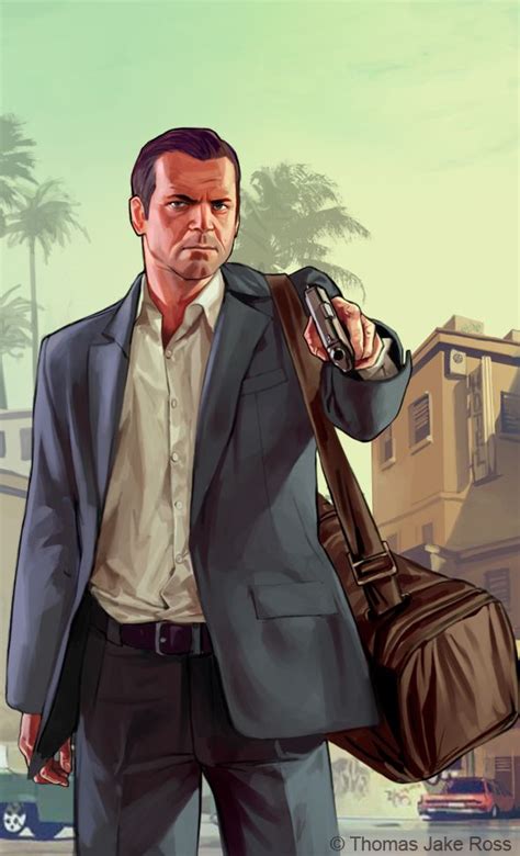 Gta V Michael By ~thomasjakeross Grand Theft Auto Artwork Grand