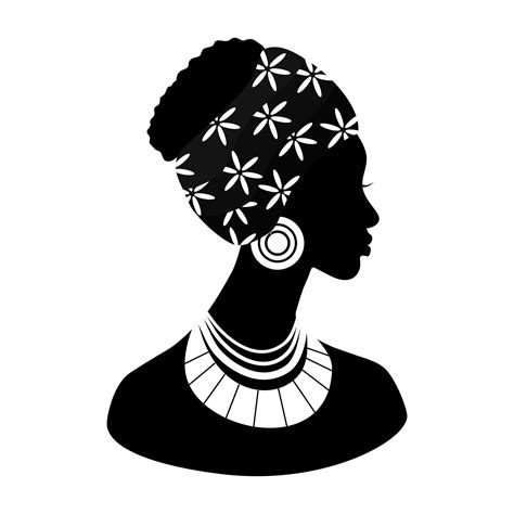 Portrait Of A Beautiful African American Woman In Profile Black And