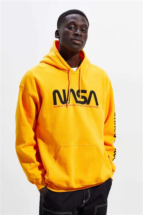 Urban Outfitters Cotton Nasa Hoodie Sweatshirt In Gold Metallic For
