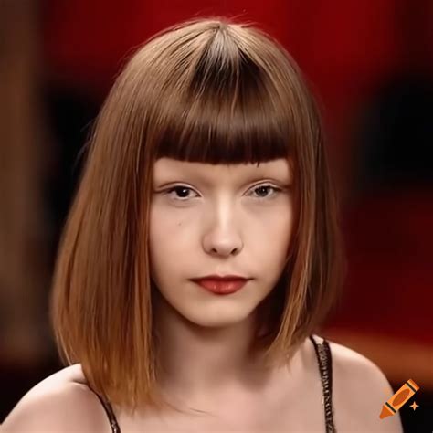 mia goth getting her bangs trimmed on craiyon