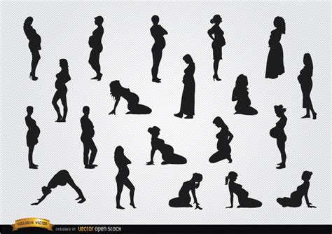 free vectors pregnant woman silhouettes vector open stock