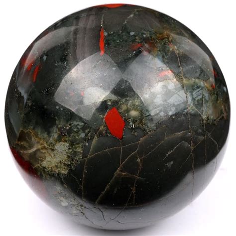 Natural 50mm Tumbled African Bloodstone Sphere Polished Ball Riki