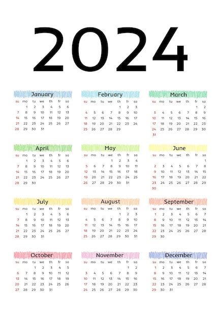 Premium Vector Calendar For 2024 Isolated On A White Background