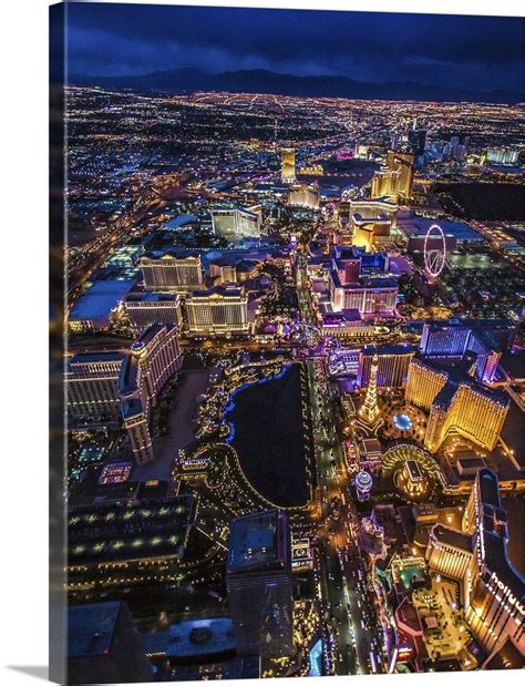 Aerial View Of The Las Vegas Strip At Night Canvas Art Print Ebay