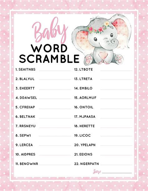 Baby Scramble Printable Worksheets Free Printable Baby Shower Word