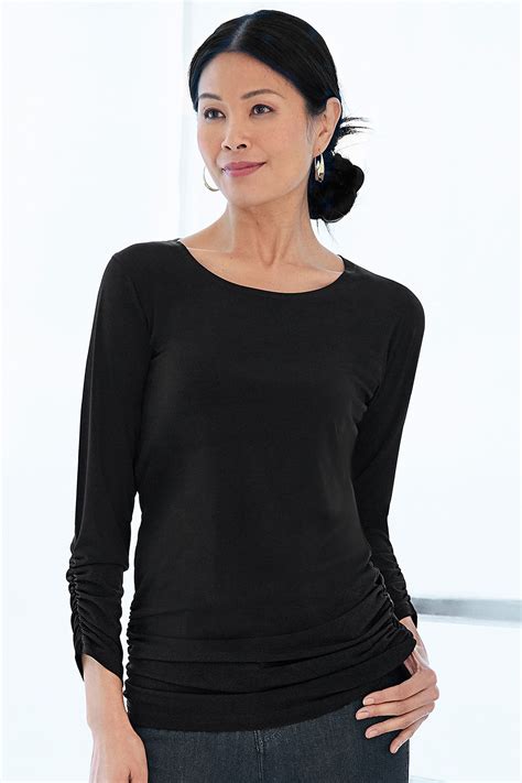 Products can now be found in uk, benelux, germany, italy, switzerland, austria, greece, romania in europe, usa and china, both on and offline shops. Matte Jersey Ruched Tee by Planet (Knit Top) | Artful Home