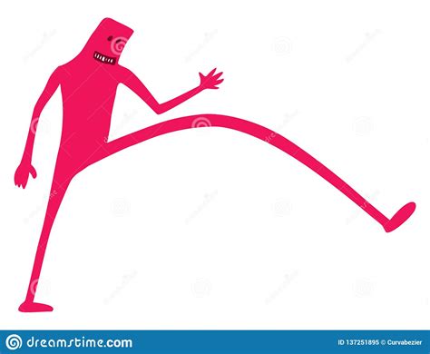 Funny Doodle Character Taking Big Step Forward Or Shortcut Stock Vector