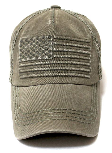 Classic Low Profile Usa Vintage Flag Ball Cap Washed Army Olive Caps