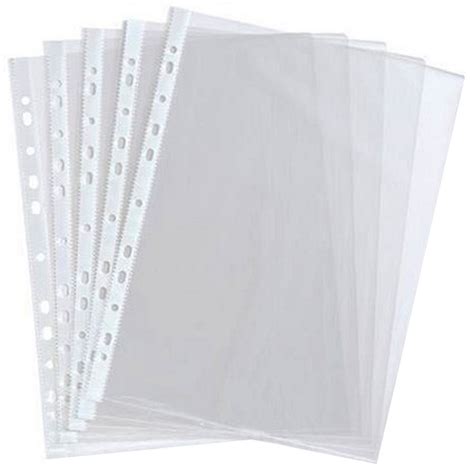 Just Stationery A4 Clear Plastic Punched Pockets Pack Of 10
