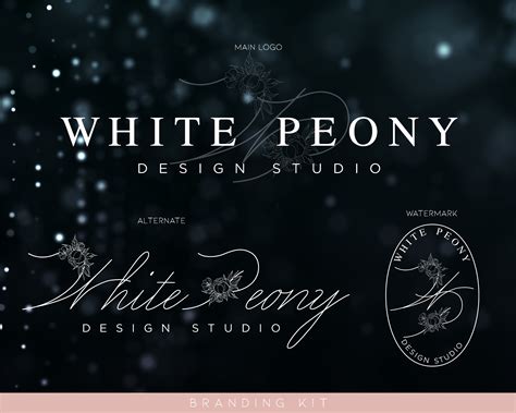 Logo Watermark Branding Kit Design No 120 Peony Peonies Etsy