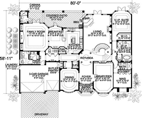 Mediterranean House Plan 7 Bedrooms 7 Bath 6412 Sq Ft Plan 37 189