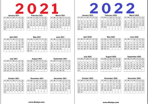 2 Year Calendar 2021 And 2022 Printable Free Calendars