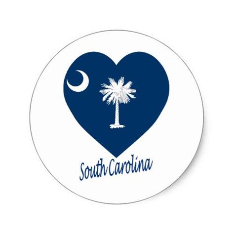 South Carolina Flag Heart Classic Round Sticker South