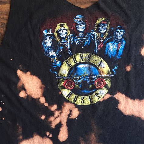 Guns N Roses Hand Distressed One Of A Kind Acid Washed Cropped Tank Top