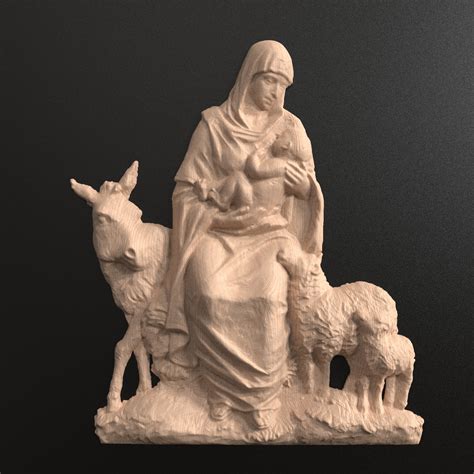 3d Relief Stl File Of A Nativity Scene With Mary And Baby Etsy