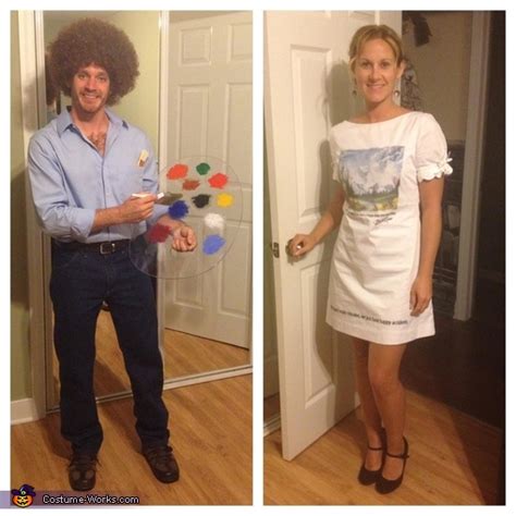 bob ross and his canvas halloween costume for couples photo 2 5