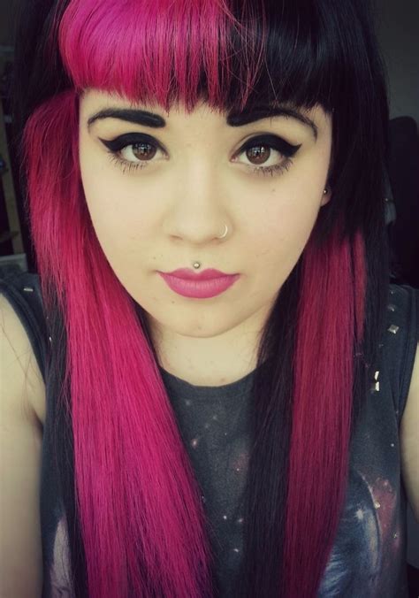 Half N Half Pink Black Hair Pink Hair Hair Inspiration