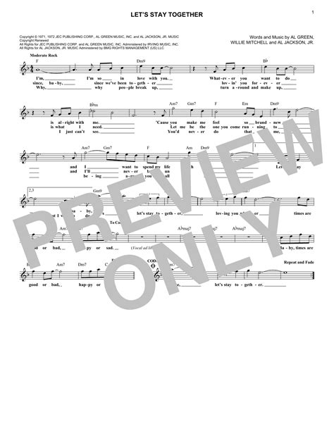 Let S Stay Together Sheet Music Al Green Lead Sheet Fake Book