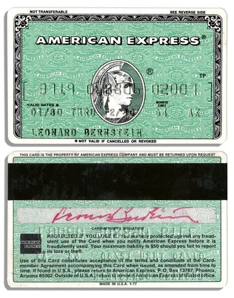 Maybe you would like to learn more about one of these? Lot Detail - Leonard Bernstein's Personally Owned, Used & Signed American Express Card