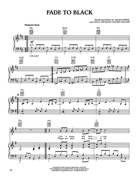 Nothing matters, no one else. Fade To Black sheet music by Metallica (Piano, Vocal ...