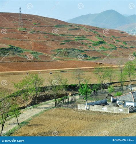 North Korea Countryside Stock Photo Image Of Kolkhoz 182044726
