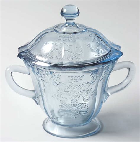 Madrid Blue Footed Sugar Bowl And Lid By Federal Glass Replacements Ltd