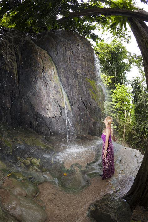 Hughs Dale Waterfall Christmas Island Australia Stock Image C046