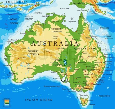 Highly Detailed Physical Map Of Australiain Vector Formatwith All The
