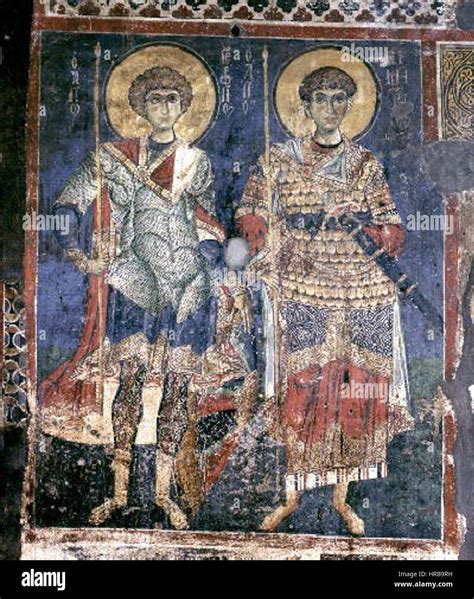 Saint George And Saint Demetrius Fresco From Saints Cosmas And Damian