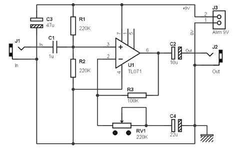 Guitar Pre Amplifier Based Tl071 Amplifier Circuit Design
