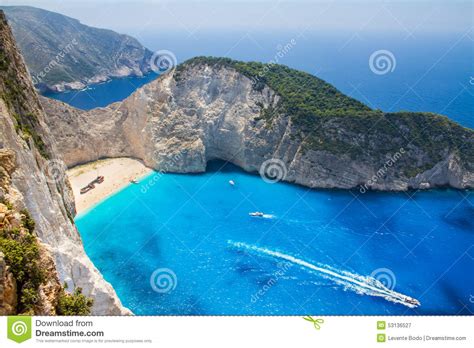 Amazing Navagio Beach In Zakynthos Island Greece Stock