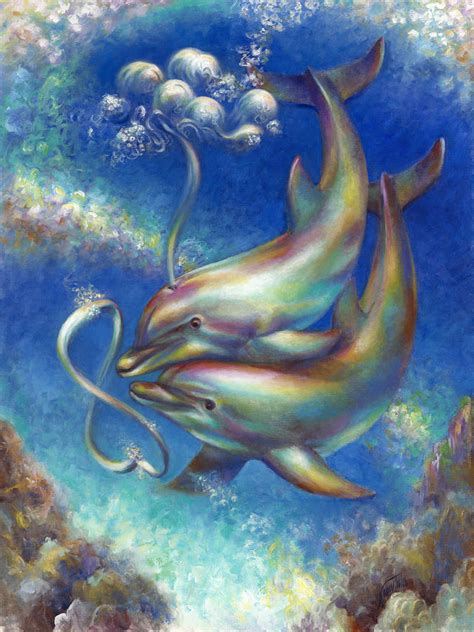 Infinity Bottlenose Dolphins At Play Painting By Nancy Tilles