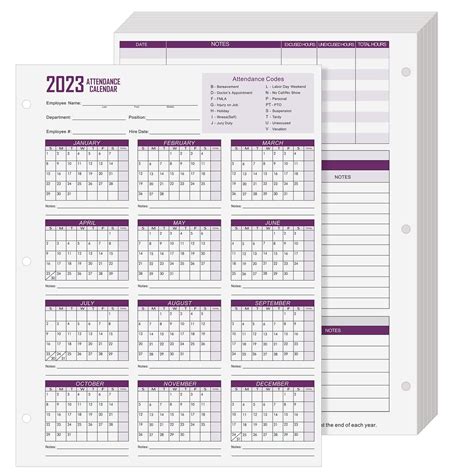 Buy 100 Sheets 2023 Attendance For Employees Attendance Employee 2023