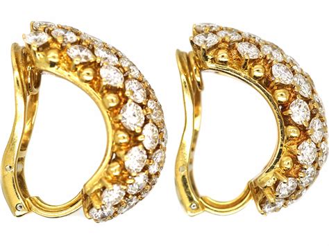 Large 18ct Gold Diamond Half Hoop Earrings 797S The Antique