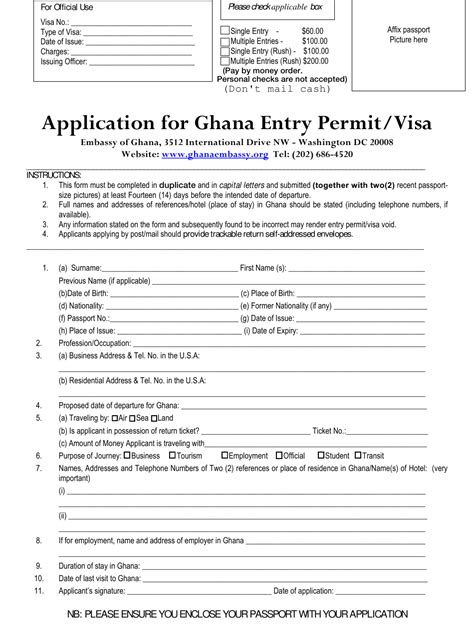 Washington Dc Application For Ghana Entry Permitvisa Download