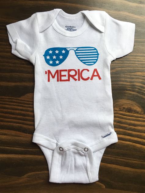 Merica Glasses Baby Onesie Fourth Of July Bodysuit 4th Of Etsy