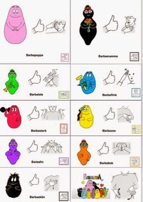 Teckenspråket är ett språk som uttrycks med kroppen och händerna och uppfattas med. Tecken som stöd: Barbapapa | Teckenspråk, Tecken, Föreskoleaktiviteter